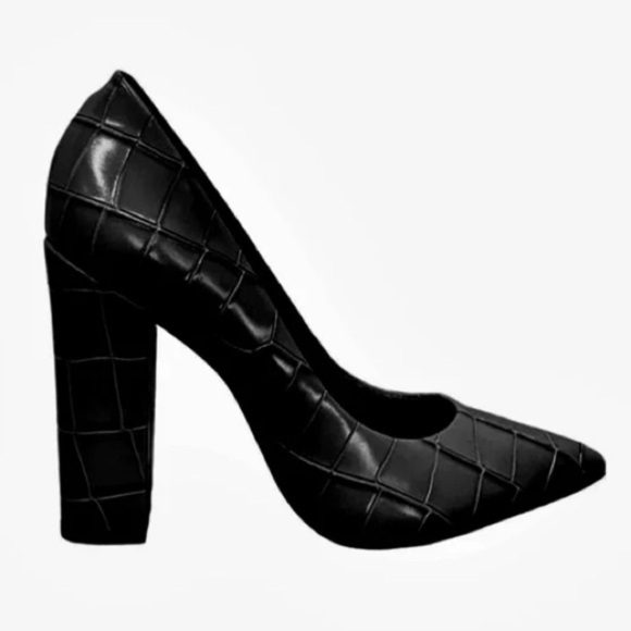 Brian Atwood black leather croc Odessa platform high heel pumps - size 9 NWT - Picture 1 of 4